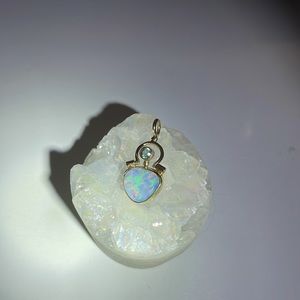 Opal and color change garnet pendant 14 & 18k yellow gold